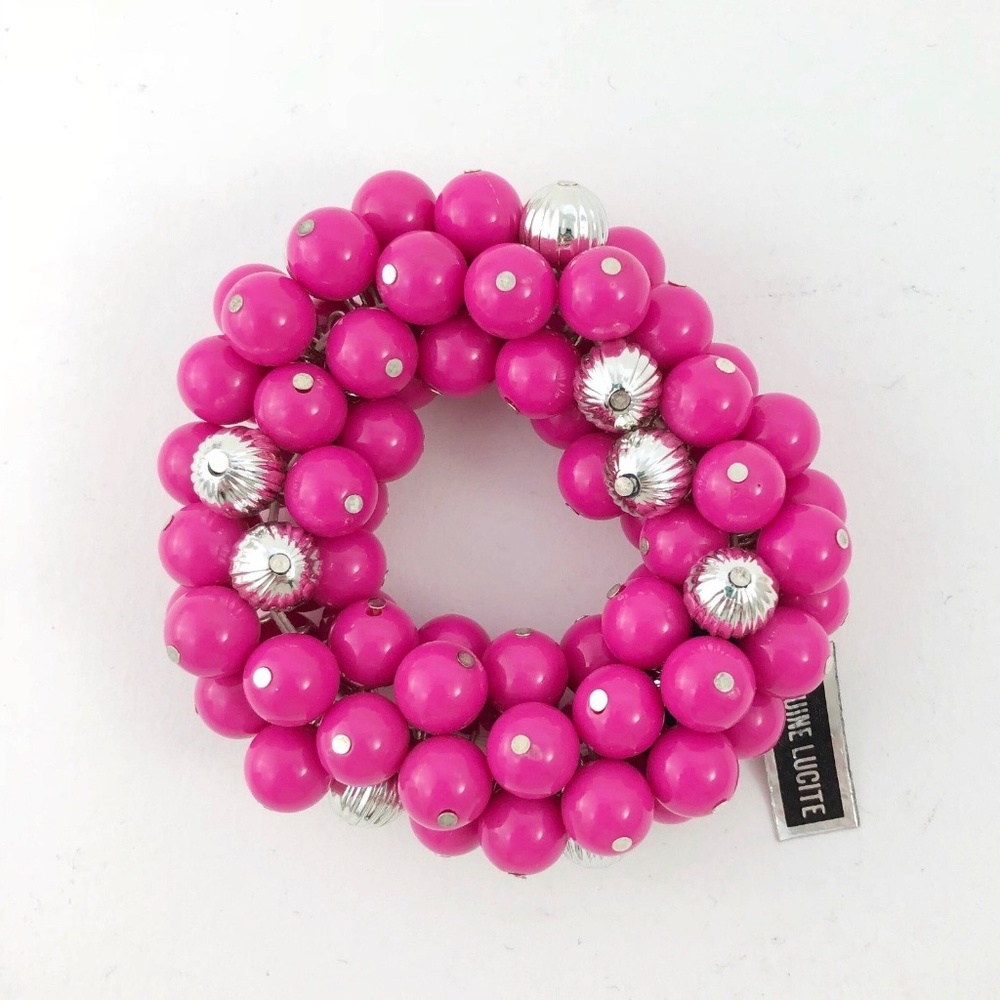 Vintage Lucite Chunky Bead Stretchy Bracelet 70s